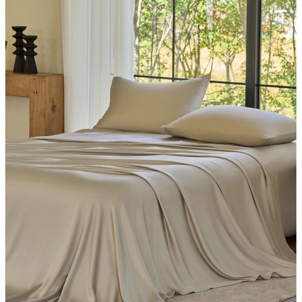 Doz by Sijo Bamboo Viscose Sheet Set Tan Beige 4 Piece Cooling Bedding New queen